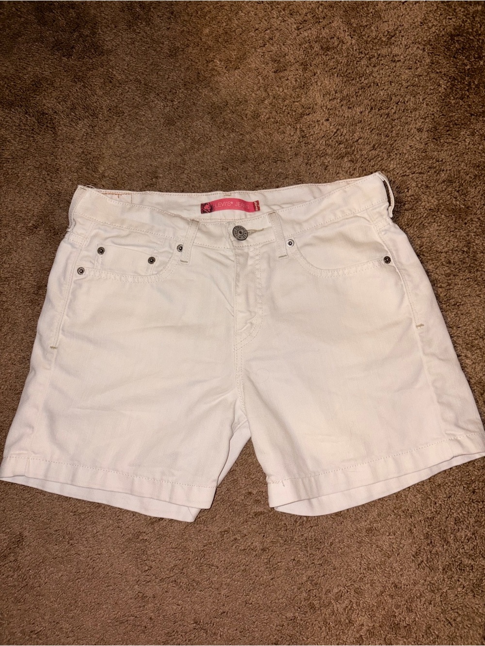 Levi's White Denim Mid-Rise Jean Shorts